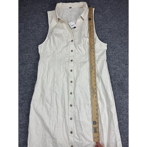 Free People Shirt Dress Womens XL Nilla Cream Sleeveless Button Front Maxi - Picture 6 of 9